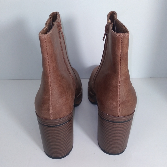 Steve Madden Sarcastic Brown Faux Leather Platform Ankle Boots Size-11 - Picture 6 of 8